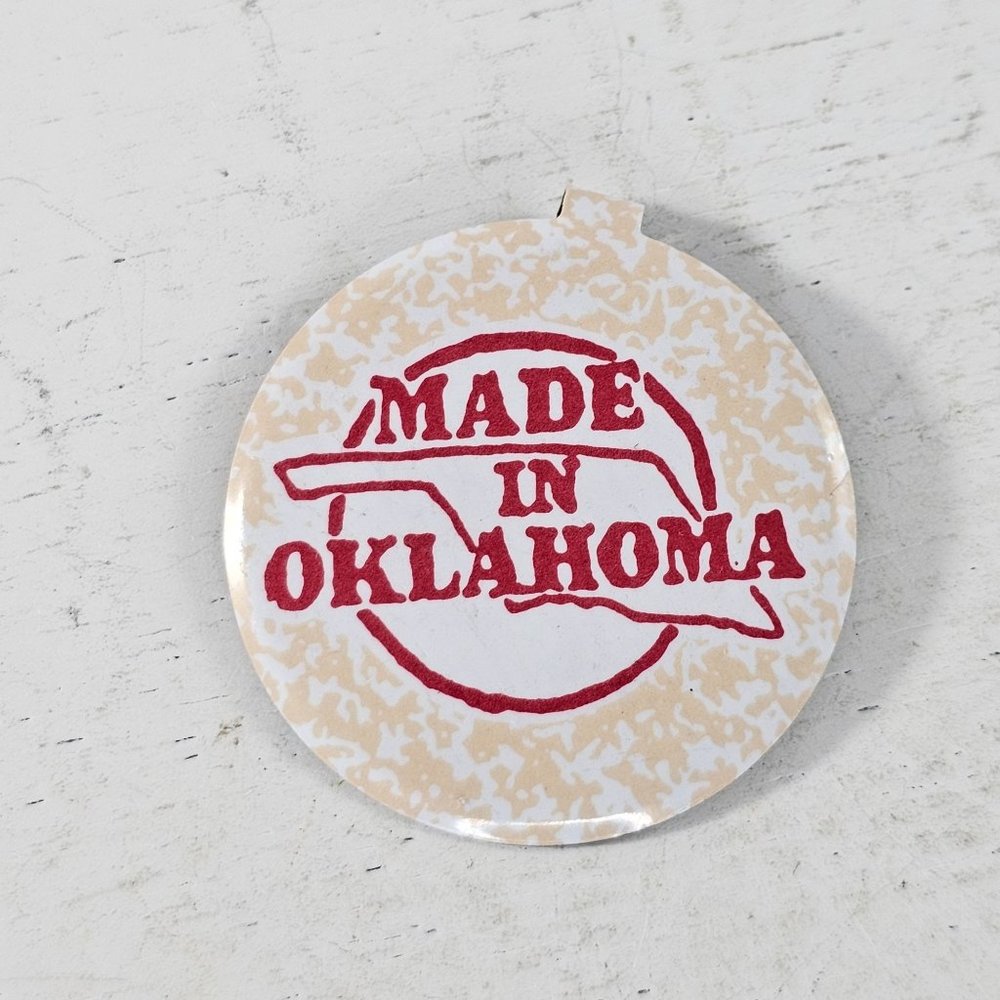 Made In Oklahoma Button Badge Shirt Pin Clip On